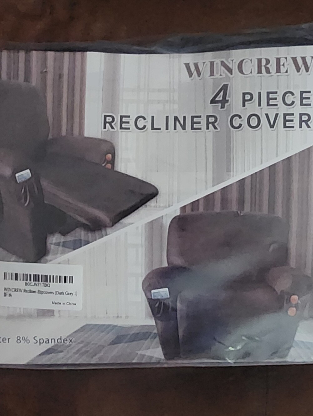 New 4-Piece Recliner Cover in Dark Gray